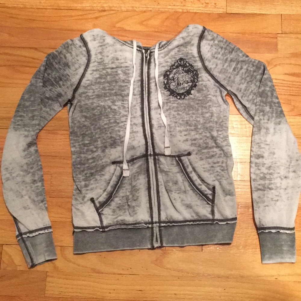 Guess Gray Zip-Up with Hood